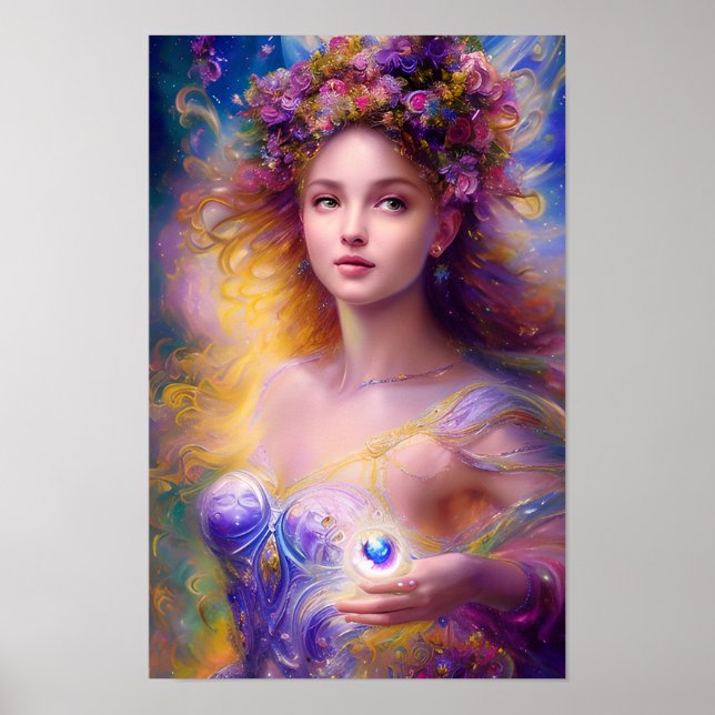 Snygg Fairy Girl ai art Poster (Framsidan)