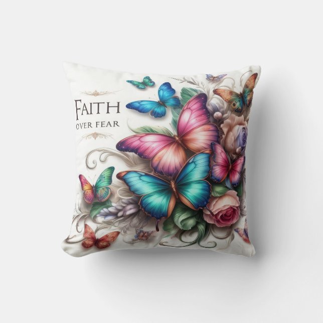 Snygg "Faith over Fear" Dekorativ kudde (Framsida)