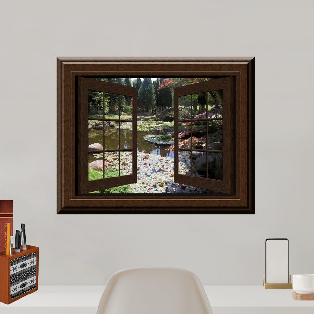 Snygg Fake Window Scene Lily Pond Poster (Skapare uppladdad)