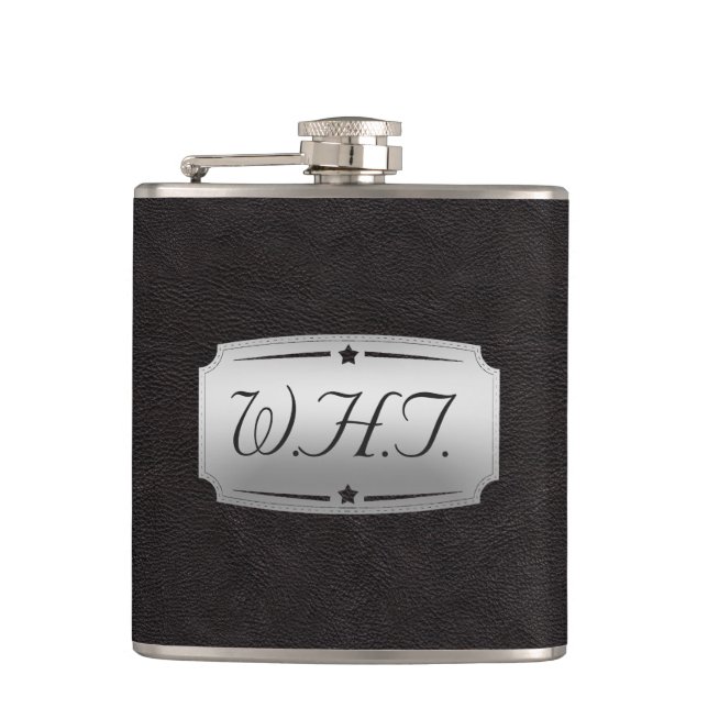 Snygg falsk svart lädertryck Monogram Fickplunta (Framsidan)