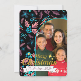 Snygg familjefotfoto God jul Julkort