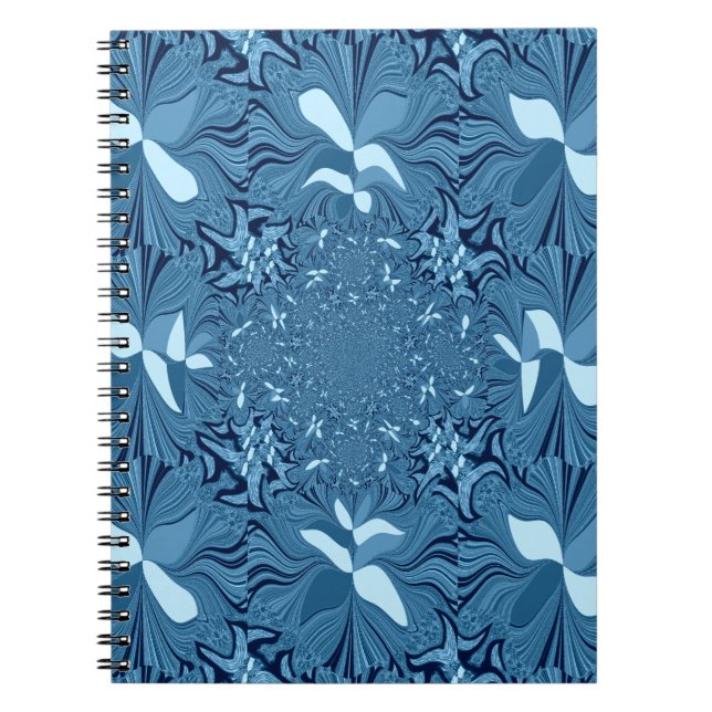 Snygg Fantastisk Iridescent Blue Kaleidoscope Art Anteckningsbok (Framsidan)
