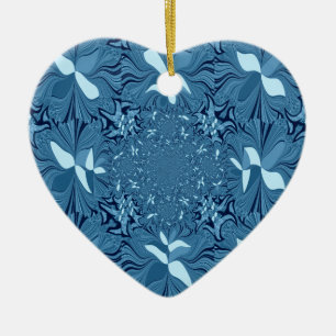 Snygg Fantastisk Iridescent Blue Kaleidoscope Art Julgransprydnad Keramik