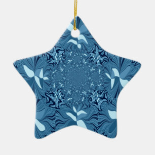 Snygg Fantastisk Iridescent Blue Kaleidoscope Art Julgransprydnad Keramik