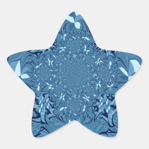 Snygg Fantastisk Iridescent Blue Kaleidoscope Art Stjärnformat Klistermärke
