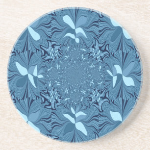Snygg Fantastisk Iridescent Blue Kaleidoscope Art Underlägg Sandsten