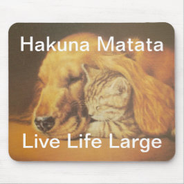 Snygg Fantastisk Katt och Hund Cuddling Art Skriv Musmatta