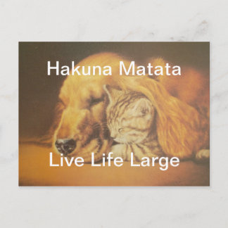 Snygg Fantastisk Katt och Hund Cuddling Art Skriv  Vykort