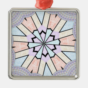 Snygg Fantastisk Mjuk pastel Geometric Art Skriv u Julgransprydnad Metall