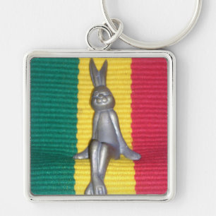 Snygg fantastisk Rabbit Kingston Jamaica Fyrkantig Silverfärgad Nyckelring