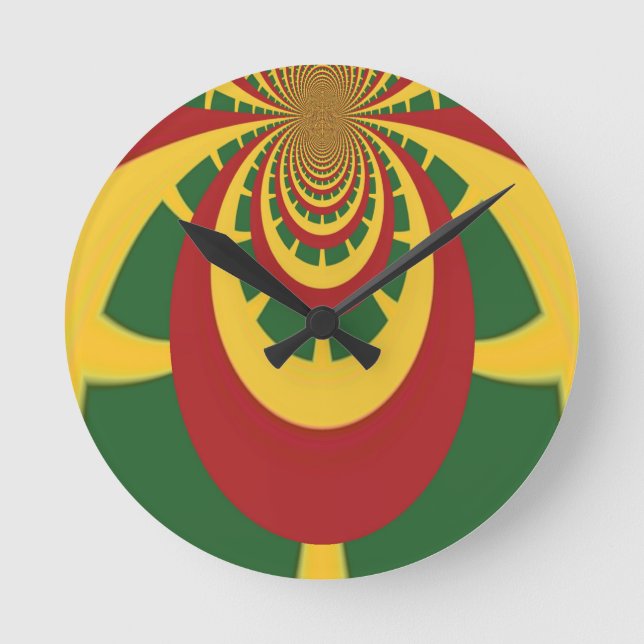 Snygg Fantastisk Rasta Färg Art-utskrift Rund Klocka (Framsida)