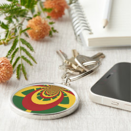 Snygg Fantastisk Rasta Färg Art-utskrift Rund Silverfärgad Nyckelring