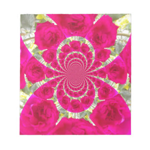 Snygg Fantastisk Röd ros Kaleidoscope Mönster Anteckningsblock