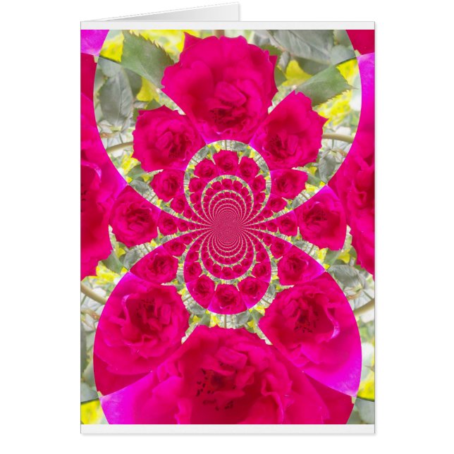 Snygg Fantastisk Röd ros Kaleidoscope Mönster Hälsningskort (Framsidan)