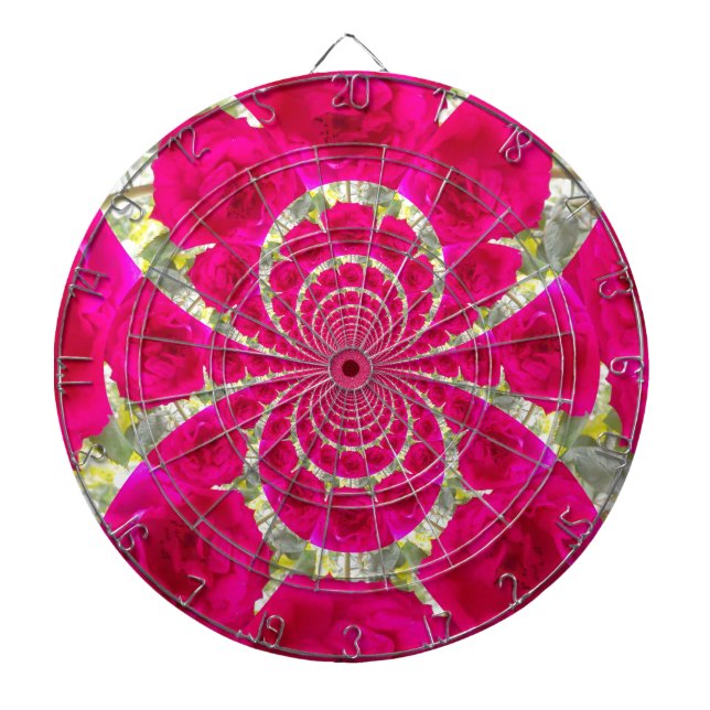 Snygg Fantastisk Röd ros Kaleidoscope Mönster Piltavla (Framsidan)