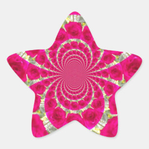 Snygg Fantastisk Röd ros Kaleidoscope Mönster Stjärnformat Klistermärke