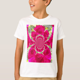 Snygg Fantastisk Röd ros Kaleidoscope Mönster T-shirt