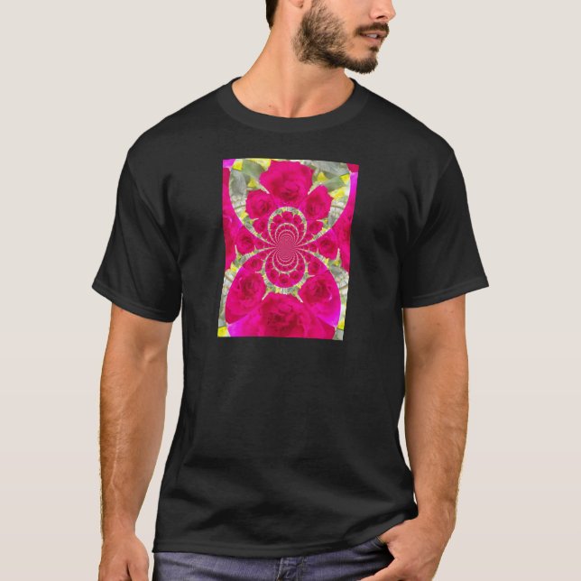 Snygg Fantastisk Röd ros Kaleidoscope Mönster Tee (Framsida)