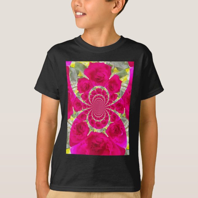 Snygg Fantastisk Röd ros Kaleidoscope Mönster Tee Shirt (Framsida)