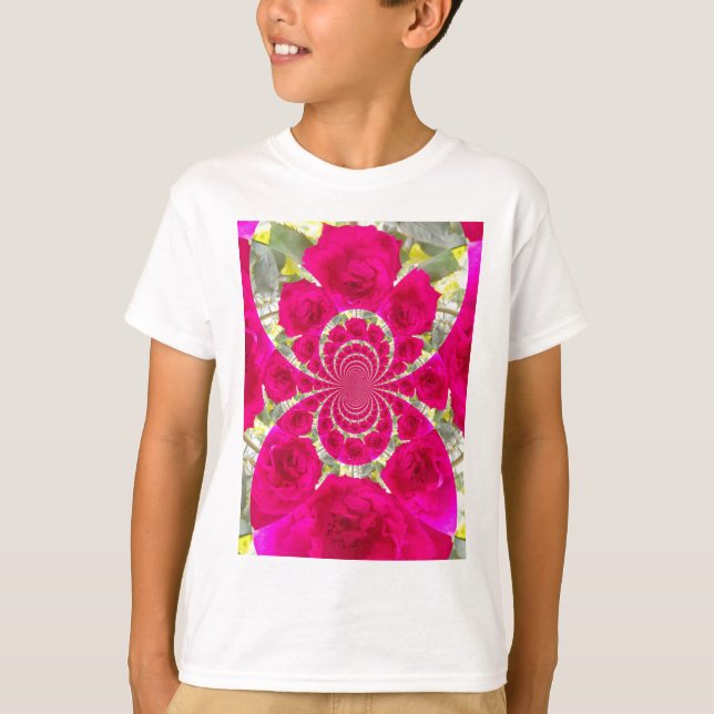 Snygg Fantastisk Röd ros Kaleidoscope Mönster Tee Shirt (Framsida)