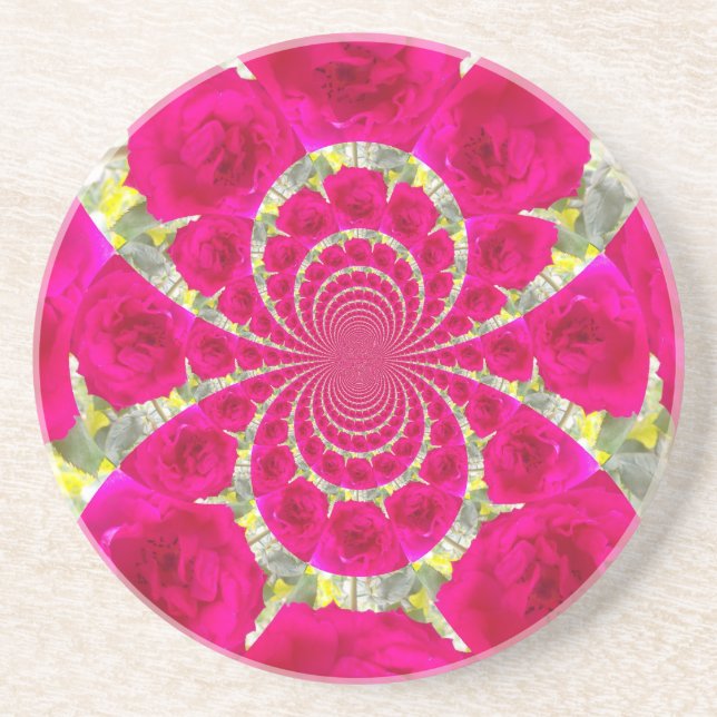 Snygg Fantastisk Röd ros Kaleidoscope Mönster Underlägg (Framsidan)