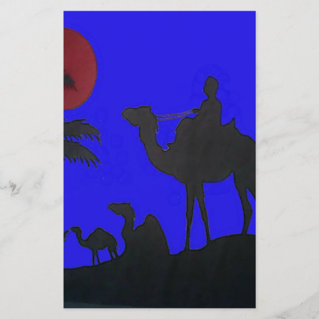 Snygg Fantastisk Sunset Camel Safari Art Print Brevpapper (Framsida)