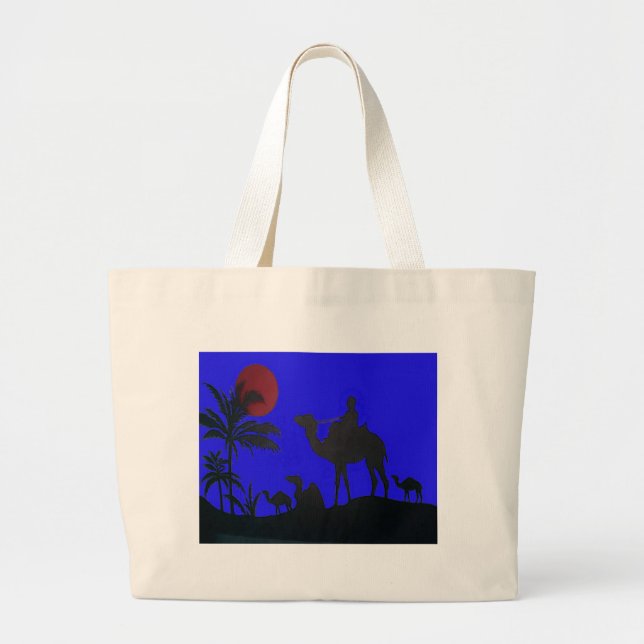 Snygg Fantastisk Sunset Camel Safari Art Print Jumbo Tygkasse (Framsidan)
