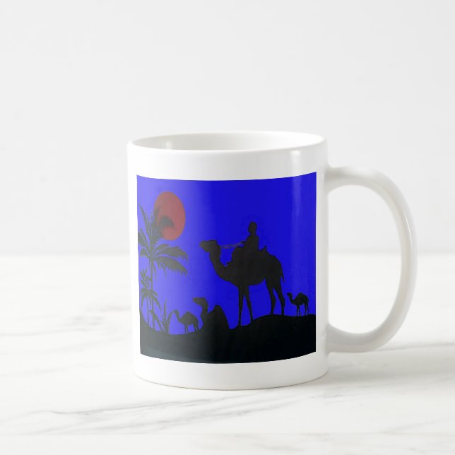 Snygg Fantastisk Sunset Camel Safari Art Print Kaffemugg (Höger)