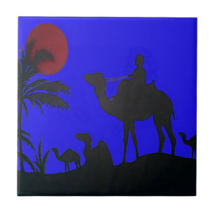 Snygg Fantastisk Sunset Camel Safari Art Print Kakelplatta