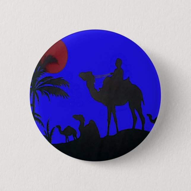 Snygg Fantastisk Sunset Camel Safari Art Print Knapp (Framsida)