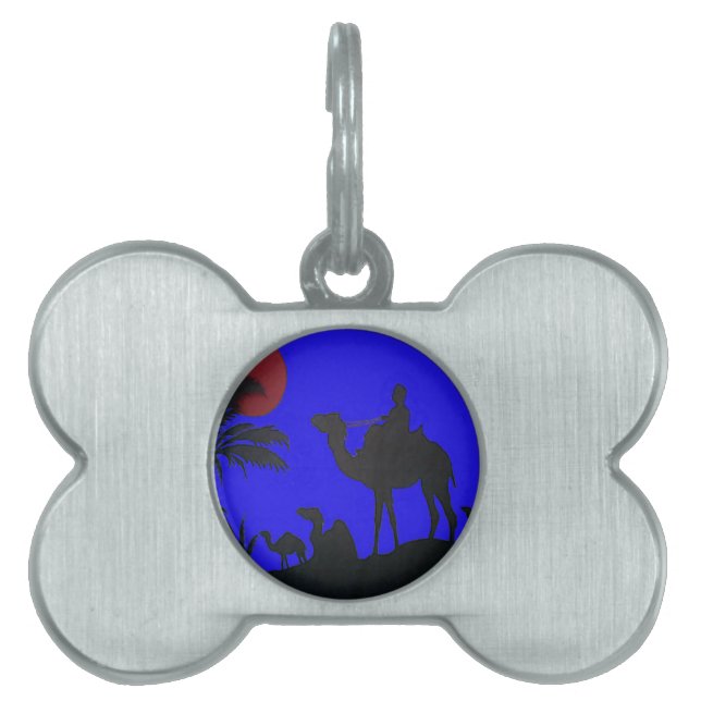 Snygg Fantastisk Sunset Camel Safari Art Print Namnbricka Husdjur (Framsidan)