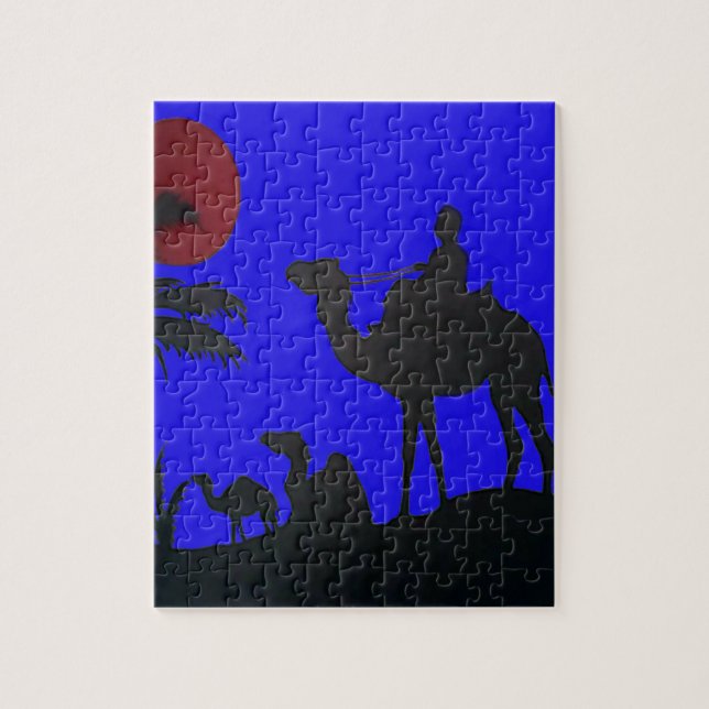 Snygg Fantastisk Sunset Camel Safari Art Print Pussel (Vertikal)