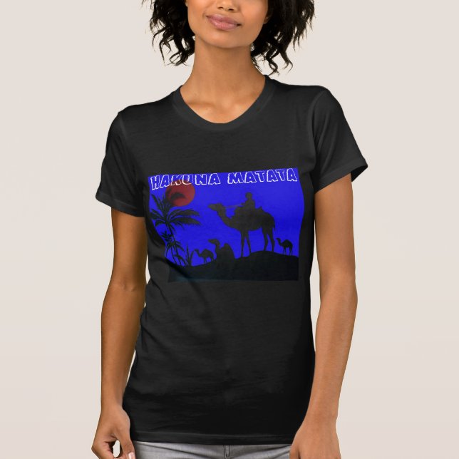 Snygg Fantastisk Sunset Camel Safari Art Print T-shirt (Framsida)