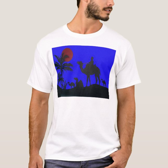 Snygg Fantastisk Sunset Camel Safari Art Print Tee (Framsida)