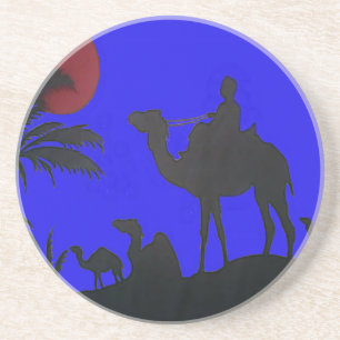 Snygg Fantastisk Sunset Camel Safari Art Print Underlägg Sandsten