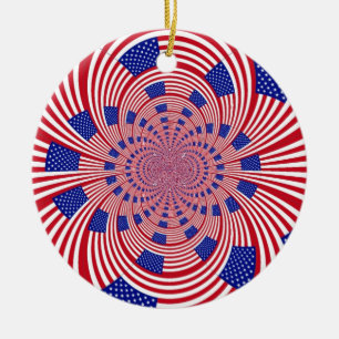 Snygg Fantastisk United Stater Flagga Kaleidoscope Julgransprydnad Keramik