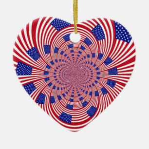 Snygg Fantastisk United Stater Flagga Kaleidoscope Julgransprydnad Keramik