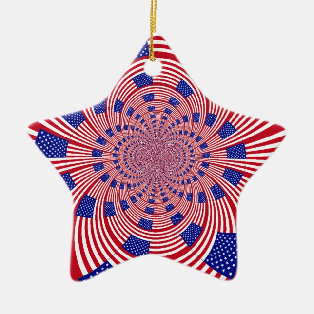 Snygg Fantastisk United Stater Flagga Kaleidoscope Julgransprydnad Keramik (Framsidan)