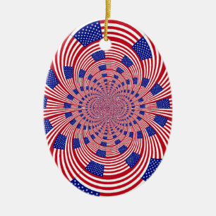 Snygg Fantastisk United Stater Flagga Kaleidoscope Julgransprydnad Keramik