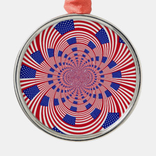 Snygg Fantastisk United Stater Flagga Kaleidoscope Julgransprydnad Metall