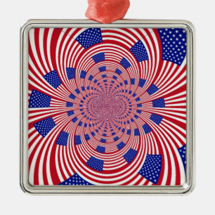 Snygg Fantastisk United Stater Flagga Kaleidoscope Julgransprydnad Metall