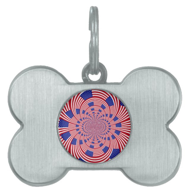Snygg Fantastisk United Stater Flagga Kaleidoscope Namnbricka Husdjur (Framsidan)