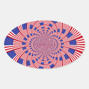 Snygg Fantastisk United Stater Flagga Kaleidoscope Ovalt Klistermärke