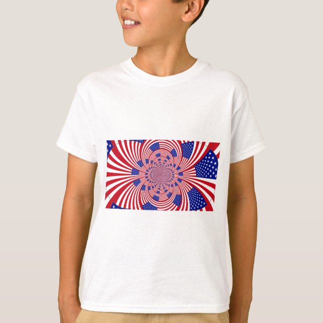 Snygg Fantastisk United Stater Flagga Kaleidoscope Tee Shirt (Framsida)