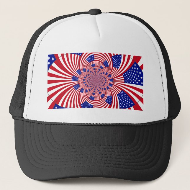Snygg Fantastisk United Stater Flagga Kaleidoscope Truckerkeps (Framsida)