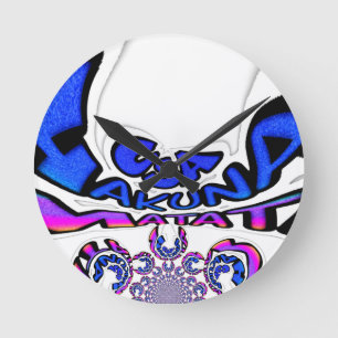 Snygg Fantastisk USA Roligt Text Art Mönster Desig Rund Klocka