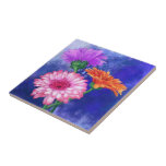 Snygg Färg Gerberas Ceramic Tile Kakelplatta<br><div class="desc">Tre Färg Gerberas MIGNED Painting Design</div>