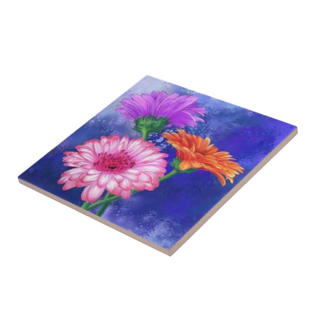 Snygg Färg Gerberas Ceramic Tile Kakelplatta (Sidan)