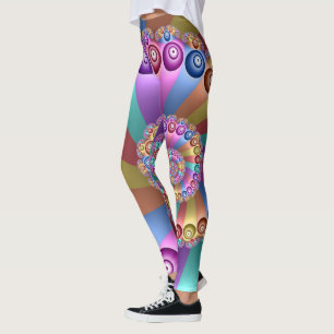 Snygg Färg Modern Abstrakt Fractal Art Leggings