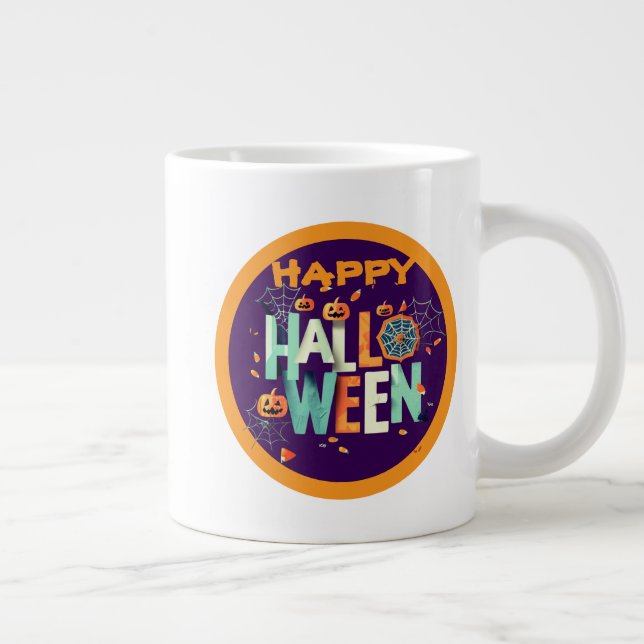 Snygg färggrann Scary Halloween Mönster Jumbo Mugg (Höger)